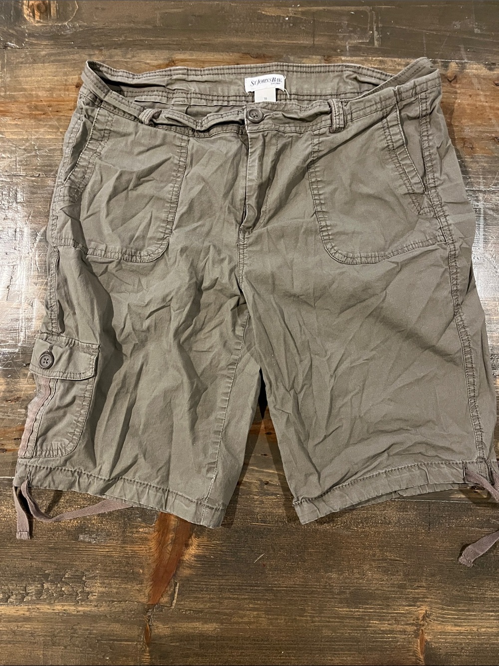 St. John's Bay Olive Cargo Bermuda Shorts with Drawstring Hem